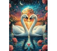 Dos cisnes Formando un corazón Rompecabezas 1000 Piezas Cartón Grueso para Coleccionistas Sueño Mágico de Ciencia Ficción Desconectar Rutina Ejercicio Mental Relajante 1000 PCS