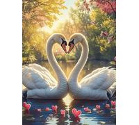 Dos cisnes Formando un corazón Rompecabezas 1000 Piezas Cartón para Adultos Vida Silvestre y Plantas Estimulación Cognitiva Mejora Coordinación Ojo-Mano Actividad Compartir Familia 1000 PCS