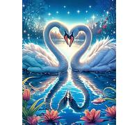 Dos Cisnes Formando un Corazón Rompecabezas 500 Piezas Cartón para Adultos Y Adolescentes Mascota de Vida Silvestre Cute Hobby Colección Toda La Familia Decoración Única Hogar 500 PCS