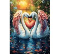 Dos cisnes formando un corazón Rompecabezas 500 Piezas Cartón Para Principiantes Vida silvestre y mascotas Desconectar Rutina Ejercicio Mental Relajante Actividad Tiempo Libre Regalo Cumpleaños 500 PC
