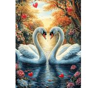 Dos cisnes Formando un corazón Rompecabezas 500 Piezas Cartón Resistente para Toda La Familia Sueño Mágico de Ciencia Ficción Actividades Grupales Relajación Concentración Regalo Aniversario 500 PCS