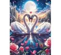 Dos cisnes formando un corazón Under The Moon Puzzle 500 Piezas Familiar Pasatiempo Animal salvaje mascota Cute Rompecabezas 3D Para Familia Juguete Educativo Construir Maquetas Aliviar Estrés 500 PCS