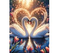 Dos cisnes Formando un corazón with A Halo Puzzles 300 Piezas Maquetas 3D Educativas Animal Salvaje Mascota Rompecabezas para Familia Construir DIY Moderno Aliviar Estrés Decoración 300 PCS