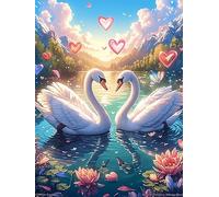 Dos cisnes formando un corazón with A Pink Halo Puzzles 500 Piezas Estera Portátil 3D Animal salvaje mascota Cute Rompecabezas Familiar Para Adultos Aliviar Estrés Decoración Hogar Moderno Creativo 50