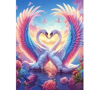 Dos cisnes formando un corazón with Angel Wings Rompecabezas 1000 Piezas Cartón Grueso Para Parejas vida silvestre y plantas Desarrollo Habilidades Actividad Familiar Educativa Decoración Dormitorio 1