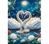 Dos cisnes Formando un corazón with Cygnets Puzzle 500 Piezas Estera Portátil 3D Animal Salvaje Mascota Rompecabezas Familiar para Hombres Y Mujeres Aliviar Estrés Decoración Hogar 500 PCS