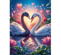 Dos cisnes formando un corazón with Hearts And Lotus Flowers Puzzles 1000 Piezas Maquetas 3D Educativas Profesionales Animal salvaje mascota Cute Rompecabezas Para Familia Construir DIY Moderno Alivia