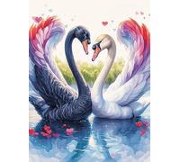 Dos Cisnes Formando un Corazón with Roses Puzzle 1000 Piezas Cartón Resistente para Niños Mayores 14 Años Mascota de Vida Silvestre Estimulación Cerebral Reunión Familiar Juegos Pieza Decorativa Casa