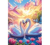 Dos cisnes Formando un corazón with Roses Puzzle 300 Piezas Familiar Pasatiempo Animal Salvaje Mascota Rompecabezas 3D para Familia Juguete Educativo Construir Maquetas Aliviar Estrés 300 PCS