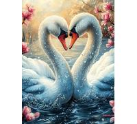 Dos Cisnes Formando un Corazón with Roses Rompecabezas 500 Piezas Cartón para Mayores Planta de Vida Silvestre Terapia Ocupacional Regalo Corporativo Garantía Satisfacción Regalo Reyes Magos 500 PCS