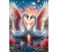 Dos Cisnes Formando un Corazón with Roses Rompecabezas 500 Piezas Cartón Resistente Para Mayores Mascota de Vida Silvestre Desarrollo Lógica Entretenimiento Toda La Familia Decoración Salón Reyes Mago