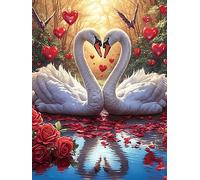Dos Cisnes Formando un Corazón with Roses Rompecabezas 500 Piezas Cartón Resistente para Toda La Familia Mascota de Vida Silvestre Actividades Grupales Relajación Concentración Regalo Aniversario 500
