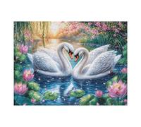 Dos cisnes Formando una Forma de corazón en el Lago de Loto Puzzle 500 Piezas Portátil Familiar Rompecabezas 3D para Familia Desafío Intelectual Maquetas Educativas Construir 500 PCS