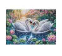 Dos cisnes Formando una Forma de corazón en el Lago de Loto Puzzles 300 Piezas DIY Creativo Rompecabezas Familiar para Toda La Familia Juguete Educativo Aliviar Estrés Decorativo 300 PCS