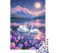 Dos Cisnes Lago Cumbres Puzzle 1000 Piezas Impresión De Alta Definición, Puzzle De Madera, para Adultos Y Niños 14+, Rompecabezas Juego Desafiante, Regalos Originales 1000pcs (75x50cm)