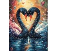 Dos cisnes Negros Formando corazón en Lago Puzzle 1000 Piezas Obra De Arte Familiar Paisaje Ciencia ficción Rompecabezas 3D para Hombres Y Mujeres Juguete Educativo Desafío Intelectual 1000 PCS