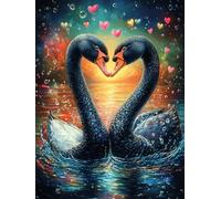 Dos cisnes Negros Formando corazón Puzzles 1000 Piezas Maquetas Educativas Avanzadas Sueño mágico de Ciencia ficción Desafío Intelectual para Familia DIY Creativo Construir Juguete Educativo 1000 PCS