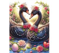 Dos Cisnes Negros Formando un Corazón con Rosas Puzzle 1000 Piezas Papel Mayores Mascota de Vida Silvestre Cute Terapia Ocupacional para Relajarse Entretenimiento Sin Pantalla Más Ve