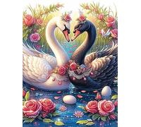 Dos cisnes, uno negro y uno blanco, Forming A Heart Rompecabezas 1000 Piezas Cartón Grueso Para Coleccionistas vida silvestre y plantas Mejora Memoria Desarrollo Cognitivo Diversión Familia Regalo Rey