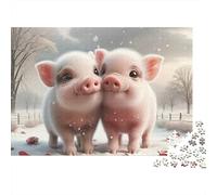 Dos Cochinillos Puzzle de 1000 Piezas Papel para Adultos Escena Invernal Puzzle para Toda la Familia Relajación Decoración 38x26cm/1000pcs