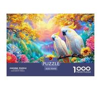 Dos cocotuitos en una Rama Entre Flores Brillantes Puzzle De 1000 Piezas el Loro Educativo Y Desafiante, Regalo para Todos 70x50cm/1000pcs
