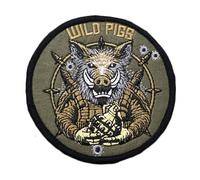 Dos conjuntos de parches bordados con cerdo salvaje - insignia táctica de crochet de estilo punk para chalecos, mochilas y ropa