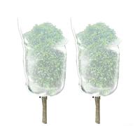 Dos cubiertas para plantas en un solo pedido hechas de polietileno transparente con borde de cordón y cremallera frontal para disuasión de plagas y pájaros en el jardín (100 x 115 cm)