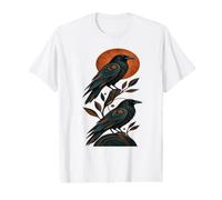 Dos Cuervos Vintage Aves Amante Gótico Naturaleza CU Camiseta gráfica económica