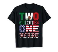 Dos Culturas Un Corazón México USA Mexicano Chicano Raza Migra Camiseta