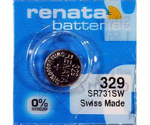 Dos de Renata - pila de botón de óxido de Plata Renata 329 1,55 V 37 mAh-