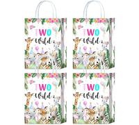 Dos decoraciones de cumpleaños salvajes para niñas, 16 unidades, dos bolsas de golosinas salvajes para Born Two Be Wild, decoraciones de cumpleaños para niñas, bolsas de dulces de safari de la selva