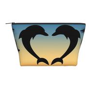 Dos Delfines Saltando En Forma De Corazón, Bolsa de artículos de tocador Bolsa de Maquillaje Bolsa de cosméticos Bolsa de artículos de tocador de Viaje portátil
