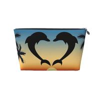 Dos Delfines Saltando En Forma De Corazón, Bolsa de artículos de tocador Bolsa de Maquillaje Bolsa de cosméticos Bolsa de artículos de tocador de Viaje portátil