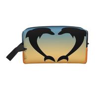 Dos Delfines Saltando En Forma De Corazón, Bolsa de Maquillaje Bolsa de cosméticos Bolsa de artículos de tocador de Viaje portátil Organizador de Bolsa de Maquillaje