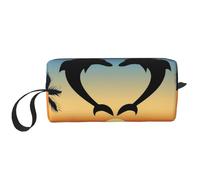 Dos Delfines Saltando En Forma De Corazón, Bolsa de Maquillaje Bolsa de cosméticos Bolsa de artículos de tocador de Viaje portátil Bolsa de Maquillaje