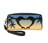 Dos Delfines Saltando En Forma De Corazón, Bolsa de Maquillaje Bolsa de cosméticos Bolsa de Aseo de Viaje portátil Estuche de Cuero para Mujeres y niñas