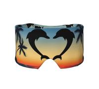 Dos delfines saltando en forma de corazón,Máscara para ojos con bloqueo de luz y protección ocular completa para dormir, orejeras y ojos.