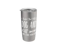 Dos divertidos títulos: Dog and Cat Mom Rock Them Both Pet Owner Vaso térmico de acero inoxidable de doble pared