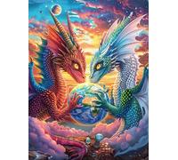 Dos Dragones en un Cielo mágico Rompecabezas 300 Piezas Cartón Resistente para Toda La Familia Sueño Mágico de Ciencia Ficción Desconectar Estrés Ocio Creativo En Casa Mejor Valorado 3