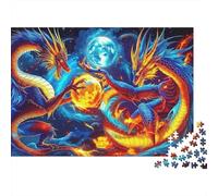 Dos Dragones Fantasía Puzzle de 1000 Piezas para Adultos Escena Nocturna Juego de Puzzle Relajante Decoración Regalo 52x38cm/1000pcs