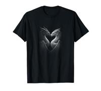 Dos Dragones Formando Corazón Forma Fantasía Romance Camiseta