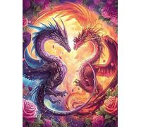 Dos dragones formando un corazón yin-yang Puzzle 300 Piezas Cartón Grueso Para Toda La Familia Vida silvestre y mascotas Desarrollo Lógica Agilidad Mental Actividad Hacer En Grupo Idea De Regalo 300 P