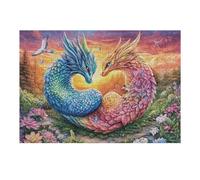 Dos Dragones Formando una Forma de corazón Puzzles 300 Piezas DIY Creativo Rompecabezas Familiar para Toda La Familia Juguete Educativo Aliviar Estrés Decorativo 300 PCS