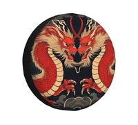Dos dragones rojos son simétricos, fundas para neumáticos de repuesto, impermeables, a prueba de polvo, ajuste universal para remolque, caravana, SUV, camión, cámper, 17 pulgadas