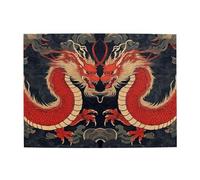 Dos dragones rojos son simétricos, rompecabezas de madera de 500 piezas para adultos, rompecabezas desafiante para juego de tamaño 15 x 20.4 pulgadas