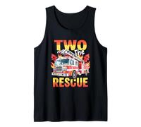 Dos el camión de Bomberos de Rescate 2do cumpleaños Bombero Motor Camiseta sin Mangas
