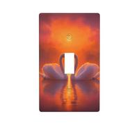 Dos elegantes cisnes flotando al atardecer cubierta decorativa para interruptor de luz de un solo interruptor, placa de pared para cocina, granja, dormitorio, baño, decoración artística