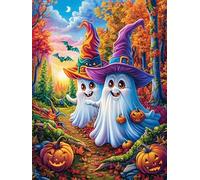 Dos Fantasmas con Sombreros de Bruja Rompecabezas 500 Piezas Cartón para Niños Mayores 14 Años Noches De Cita Antiestrés Pack Completo Detalle Único Original 500 PCS