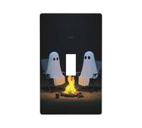 Dos fantasmas en sillas de césped, cubierta decorativa para interruptor de luz de fuego, 1 interruptor, placa de pared para cocina, granja, dormitorio, baño, decoración artística