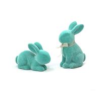 Dos figuras de resina de conejo para estilo de temporada de Pascua con dimensiones equilibradas e identidad visual festiva (azul)